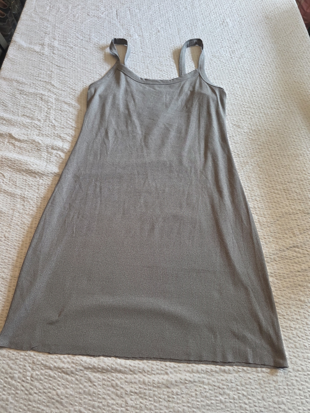 No Boundaries Gray Ribbed Tank Mini Dress M